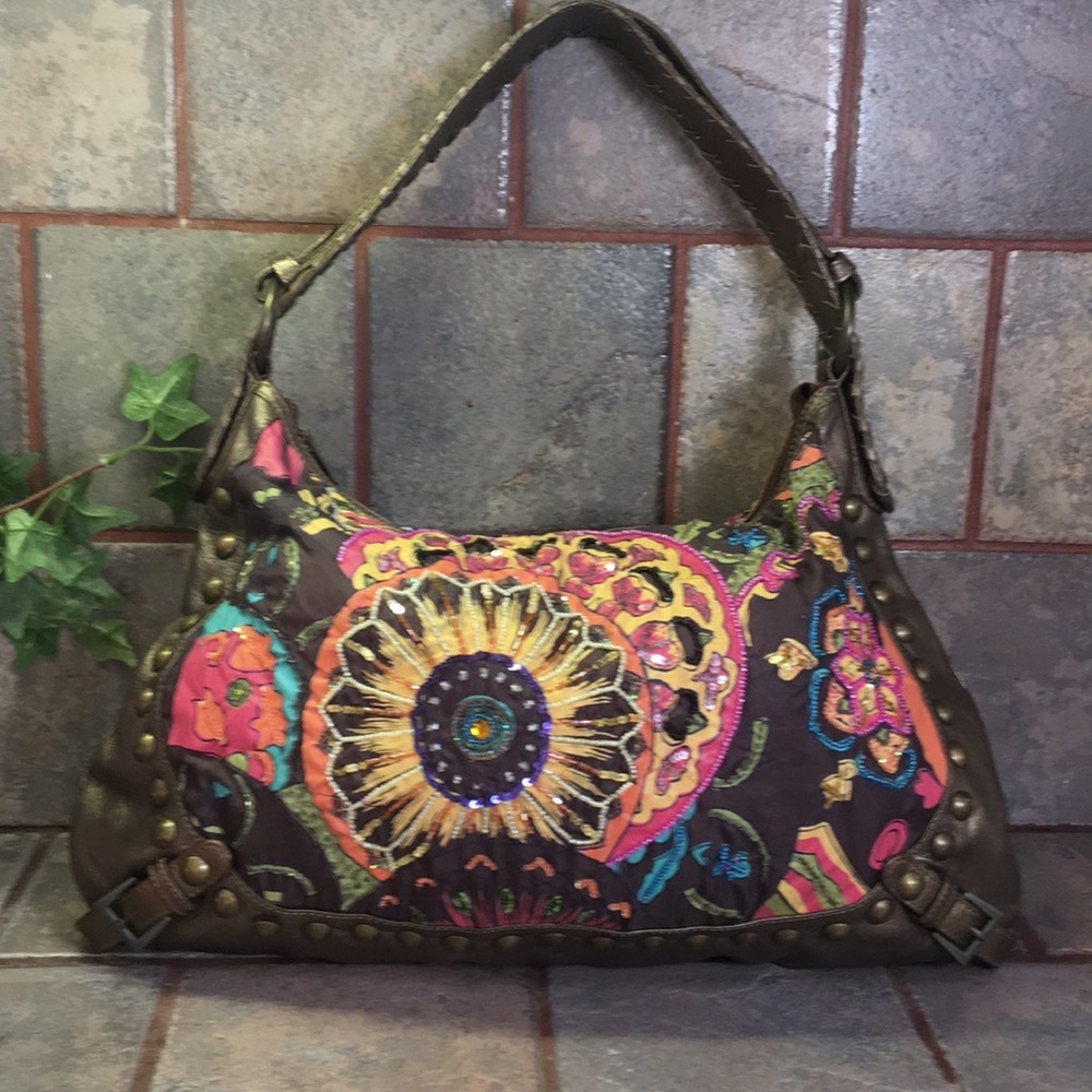 Boho Beaded, sequined and riveted Bag